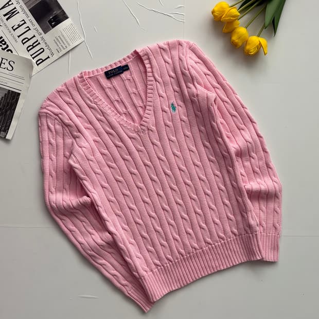 Polo 폴로랄프로렌 핑크 케이블 니트