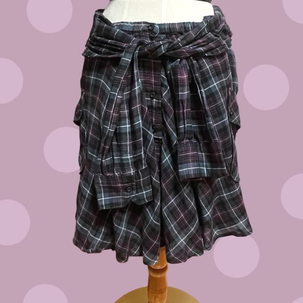 이자벨 마랑 에뚜왈 퍼플 체크무늬 셔츠 스커트