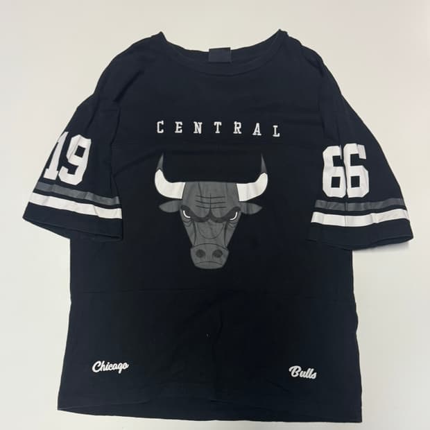 NBA 시카고 불스 농구 스포츠 자수 반팔 티셔츠 블랙 XL ~ 2XL