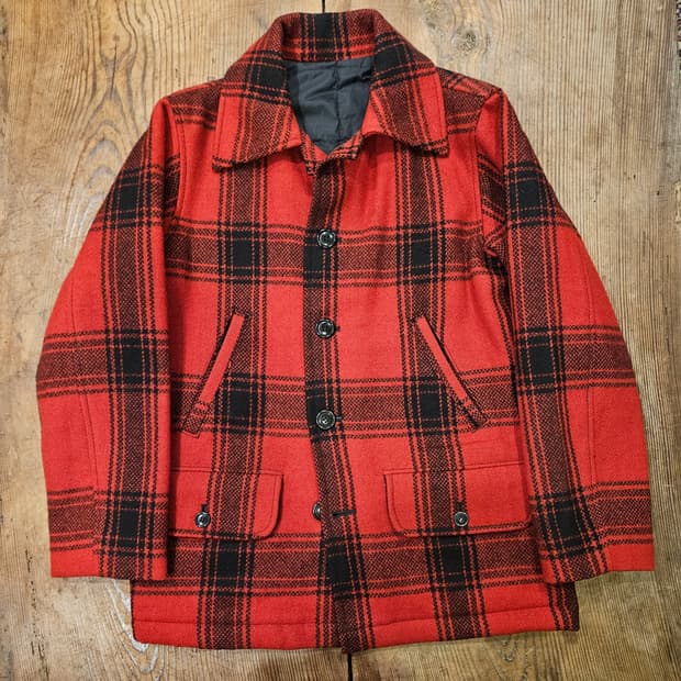 반작 버팔로 체크 울 코트