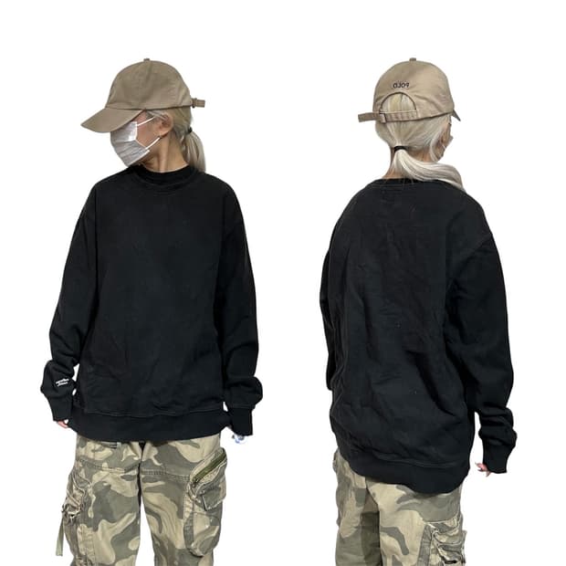 빈티지 블랙 오버핏 맨투맨 XL