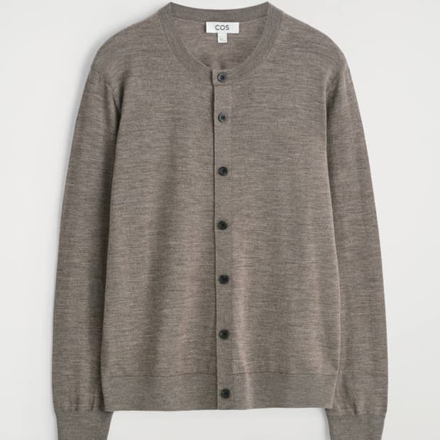 [M] COS 메리노 울 크루넥 가디건 그레이 멜란지