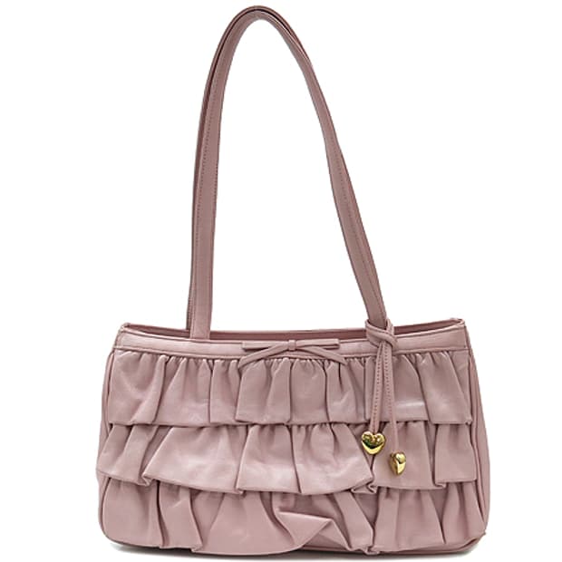 LOVCAT(러브캣) 핑크 레더 리본 숄더백