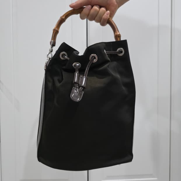 구찌 빈티지 뱀부 나일론 버킷백 토트백 핸드백 숄더백