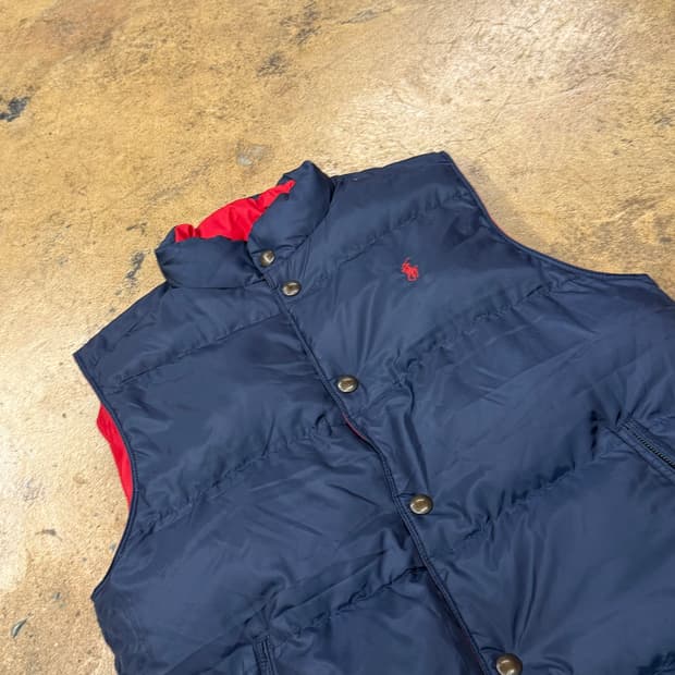 폴로 랄프로렌 양면 리버시블 레드 네이비 패딩 조끼 