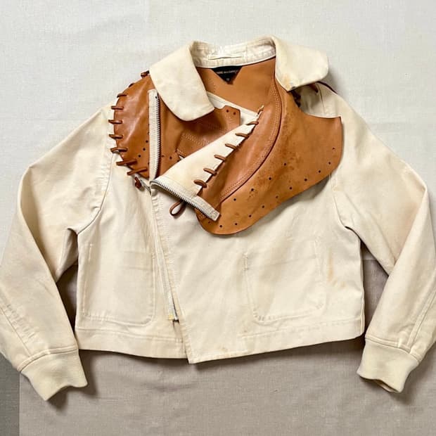 (M)꼼데가르송 05ss 레더 레이스업 봄버 웨스턴 자켓