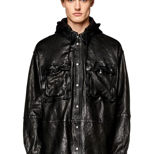 [50] diesel L SPHINX 디젤 후드 레더 셔츠 자켓