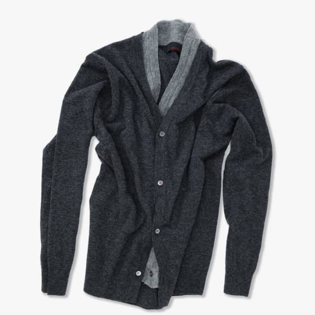 AZA V-NECK CARDIGAN - CHARCOAL (M)