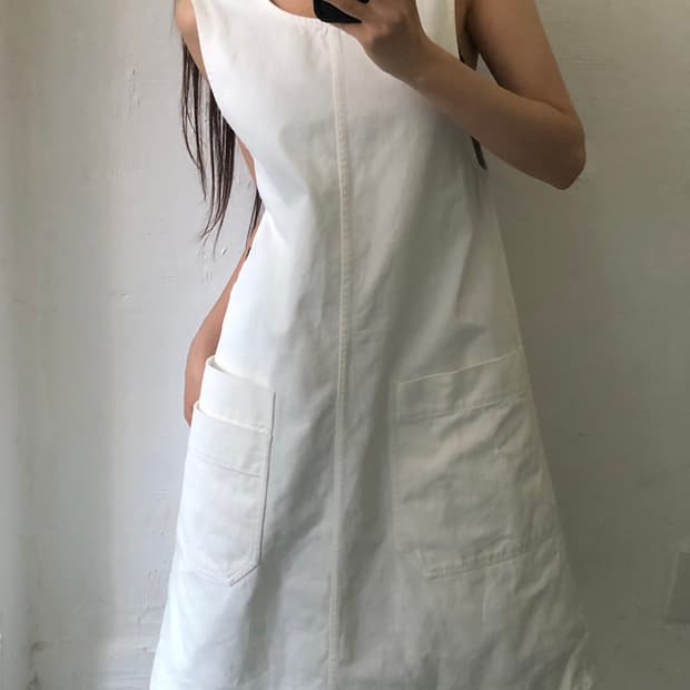 Margaret Howell 마가렛호웰 화이트 피나포레 코튼 원피스
