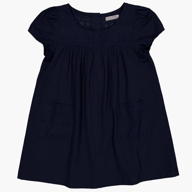 나비버스 EYELET MEMO DRESS IN NAVY
