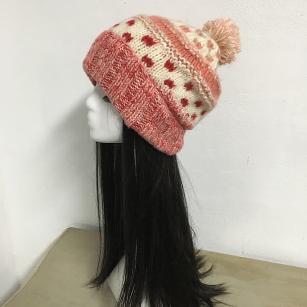  pom pattern knit beanie