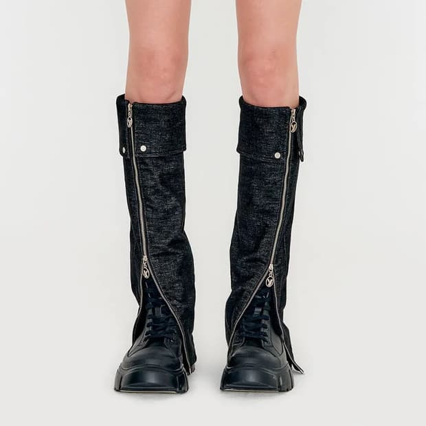 YUSE - DENIM TWO WAY ZIPPER LEG WARMER