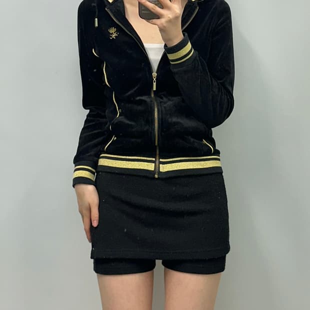 Vintage 빈티지 y2k 와투케 벨루어 벨벳 후드집업