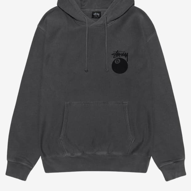 스투시 8볼 후드 피그먼트 다이드 블랙