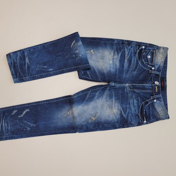 도크 DOHC 엠보워싱 청바지 32 딥블루