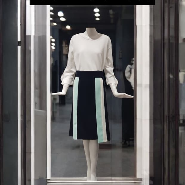 한섬 세컨플로어 컬러 배색 H라인 미디스커트 66