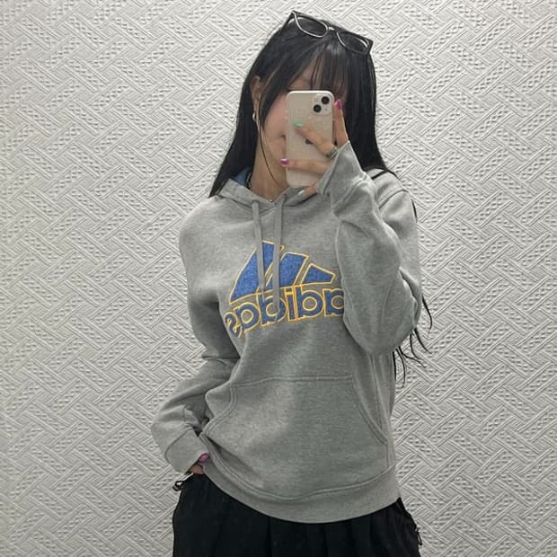 아디다스 빈티지 Y2K 배색 빅로고 후드티 M C06611