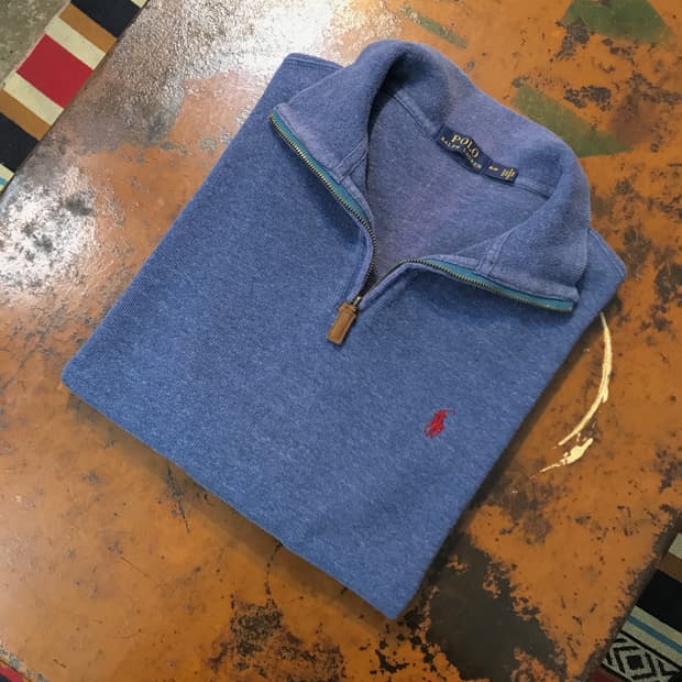 폴로랄프로렌 다크 블루 코튼 반집업 풀오버 남성 105 사이즈