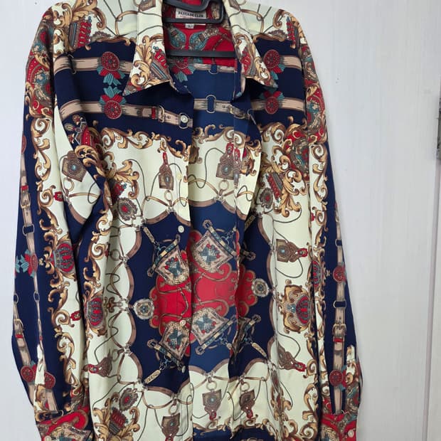 빈티지 실크 셔츠 L