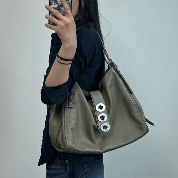 coach 코치 메디슨 트리플 턴락 올리브그린 레더 숄더백