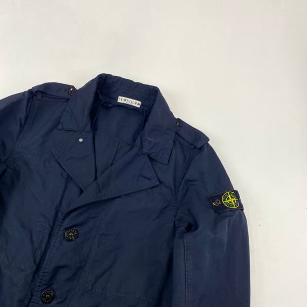 스톤아일랜드 10A/W 아카이브 네이비 트렌치 코트 (100)