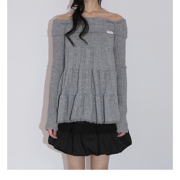 노피셜노피스 캉캉 오프숄더 탑 그레이