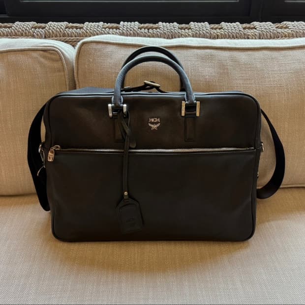 MCM 크로스 레더 브리프케이스