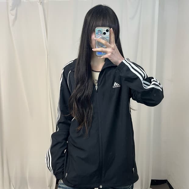 Adidas black windbreaker