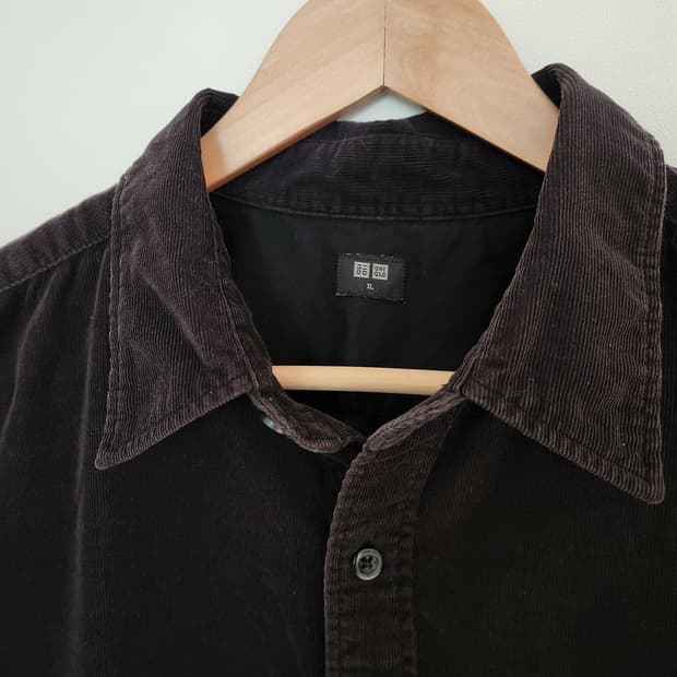 남자 유니클로 코듀로이 셔츠 남방 블랙 XL