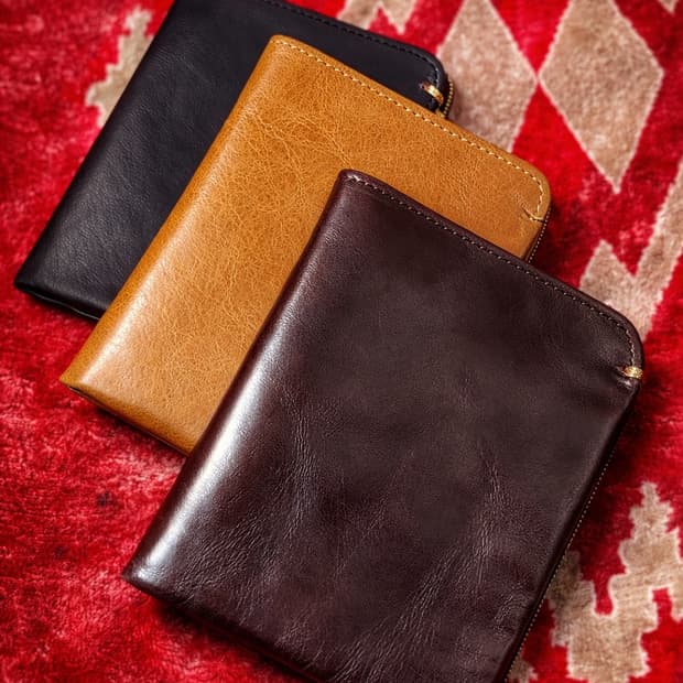 천연 소가죽 빈티지 이지 반지갑 