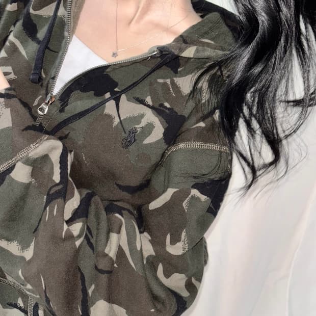  🐰폴로 랄프로렌 카모 유일 매물 대대대장 코튼 후드집업🤍