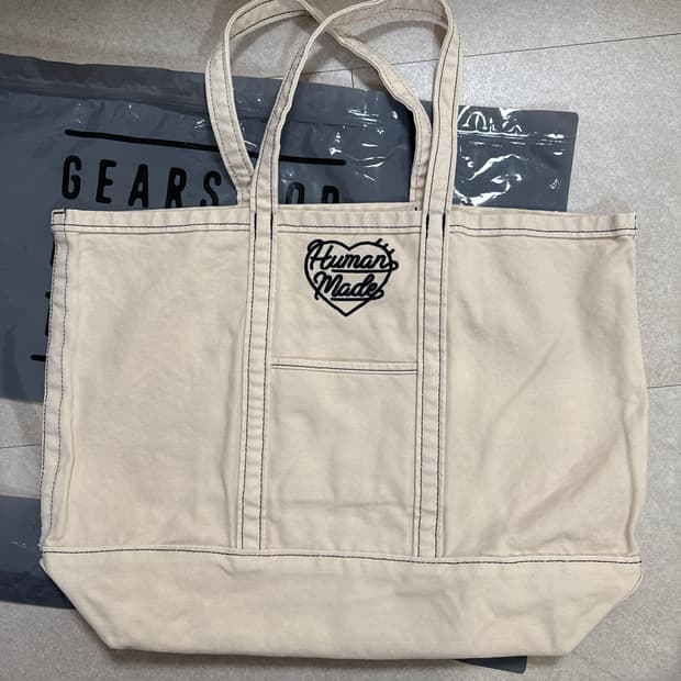 휴먼메이드 가먼트 다이드 토트백 화이트 