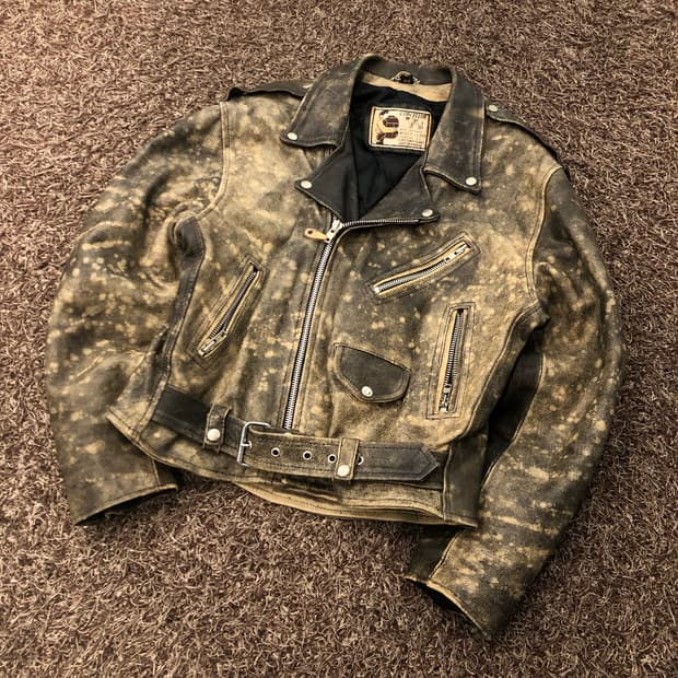 빈티지 소가죽 하드 에이징 라이더 레더 가죽 자켓