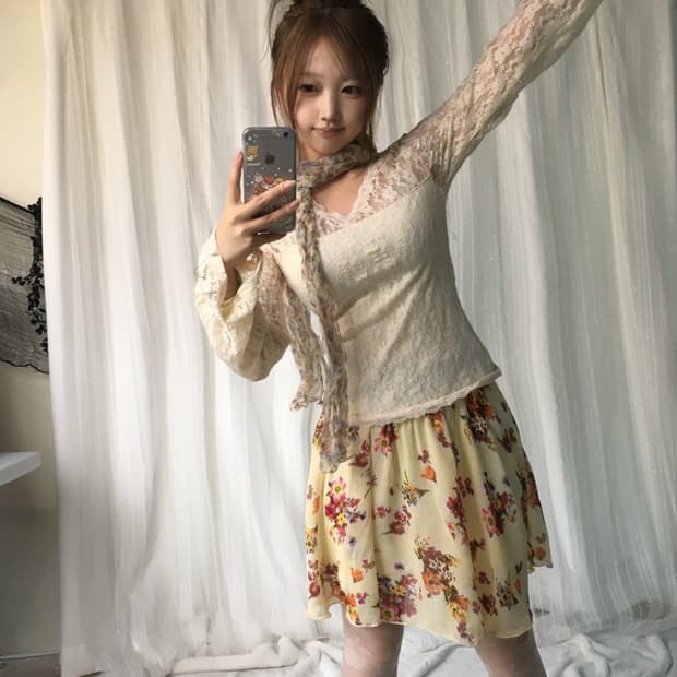 빈티지 레이스 코랄 플라워 코디세트