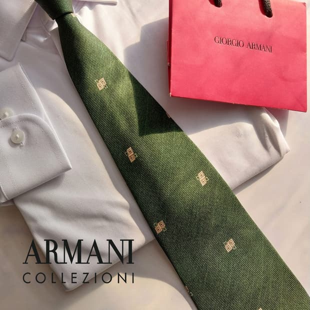 아르마니꼴레지오니 실크 미니멀 패턴 넥타이 9.6cm A+등급 K1535