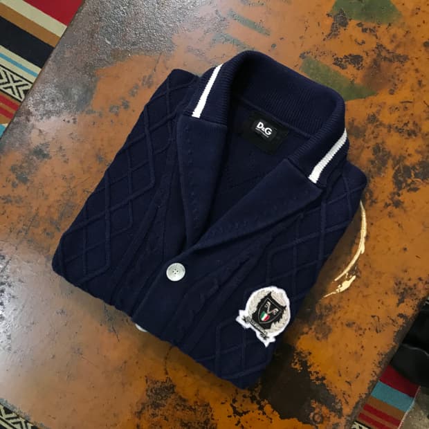 돌체 앤 가바나 네이비 케이블 숄 카라 가디건 여성 55 66 사이즈 