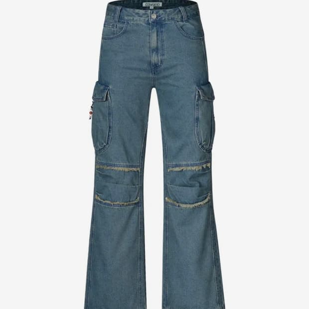 코이세이오 라운드 포켓 카고 진 블루 바지