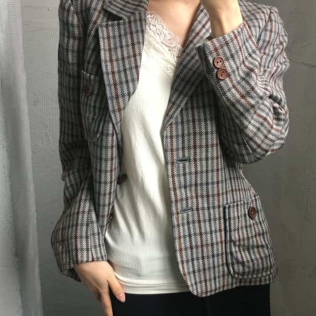 Celine 셀린느 90‘s 울 체크 블레이저 자켓  