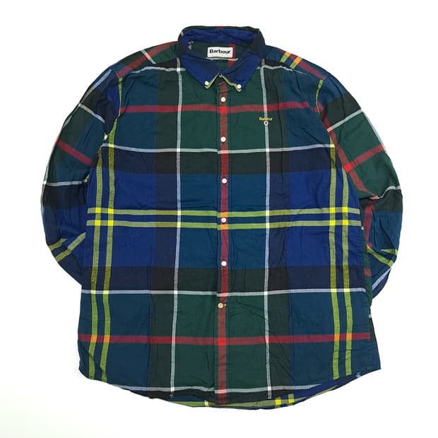 CN676 XL 바버 클래식 블랙워치 타탄체크 플란넬 긴팔 셔츠 남방