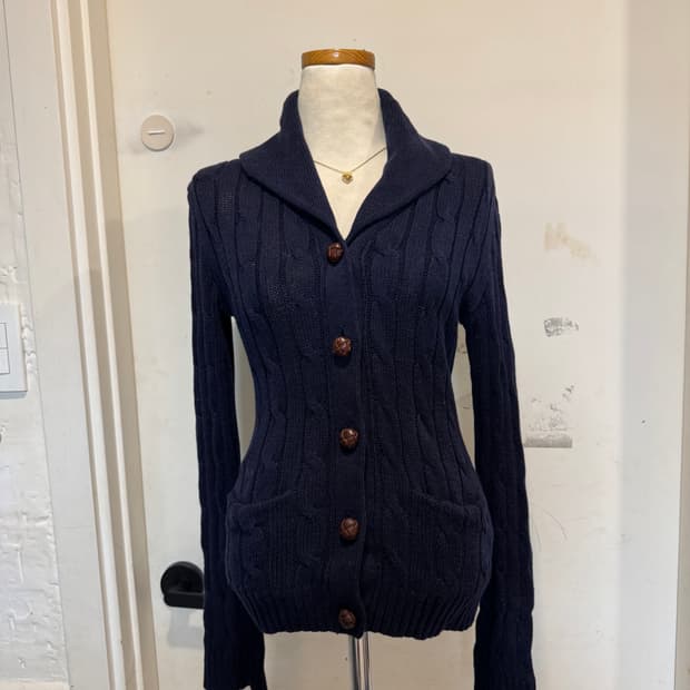 폴로 랄프로렌 숄카라 케이블 가디건