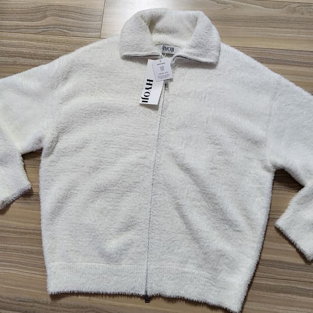 hyoji효지앙고라니트집업자켓크림