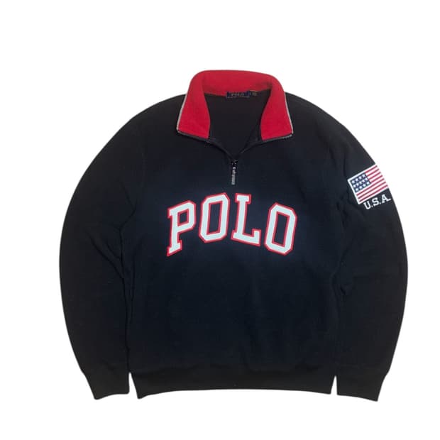 폴로 랄프로렌 성조기 하프집업 플리스