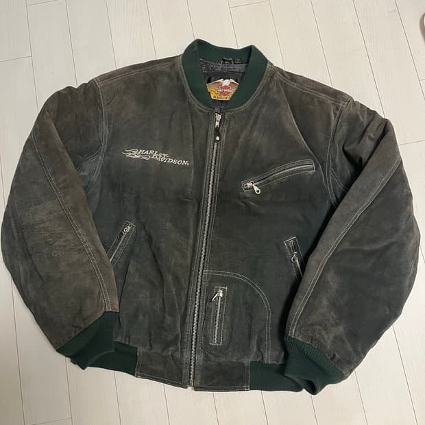 (XL) 할리데이비슨 가죽 스웨이드 자켓