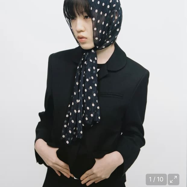 오헤시오 ) DOT SHEER PATTERN SCARF, NAVY