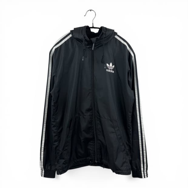 (95) 아디다스 스트릿 이타스카 불꽃 바람막이 자켓 블랙