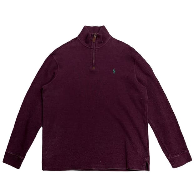 POLO 버건디 그린 포니 반집업 맨투맨 M