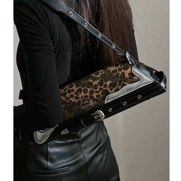 호피 레오파드 버클 숄더백 갸루 y2k 