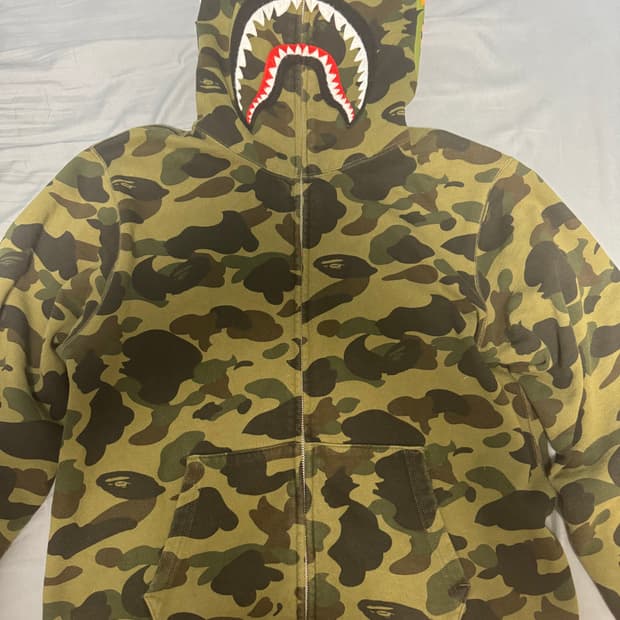 베이프 카모 샤크 풀집업 후드