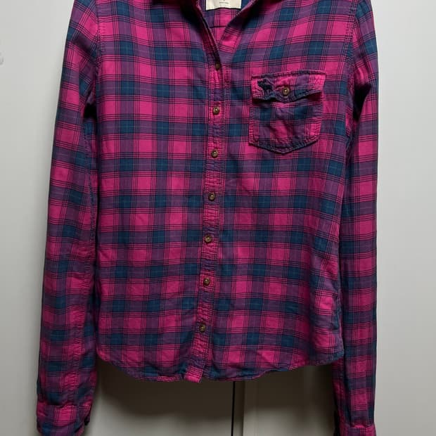 아베크롬비 핑크 체크 셔츠