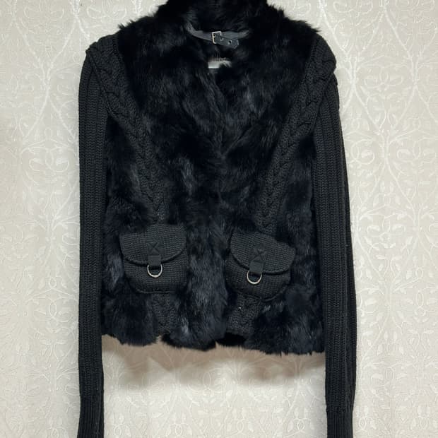 Moschino 니트 디테일 퍼 가디건